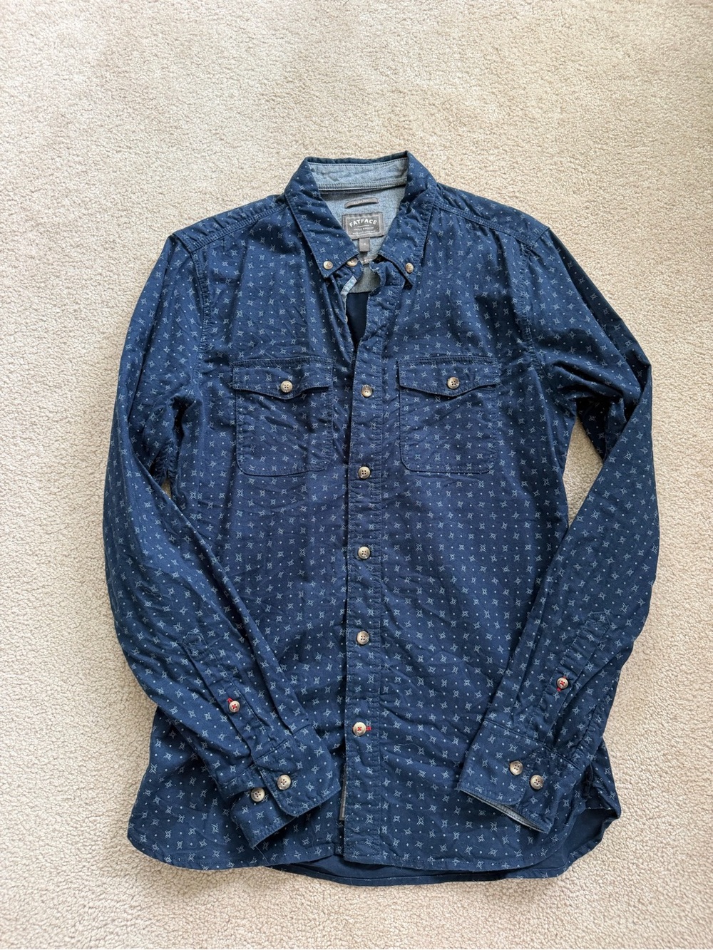 Fat Face Men's Navy Patterned Lightweight Shirt Jacket